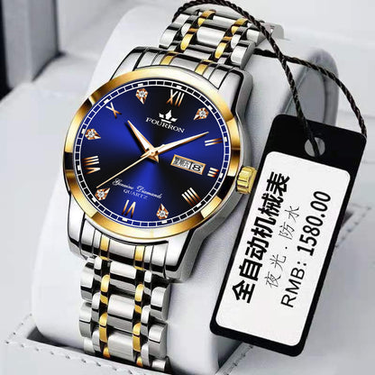 New Luminous Double Calendar Quartz Stainless Steel Waterproof Men's Watch With Watch