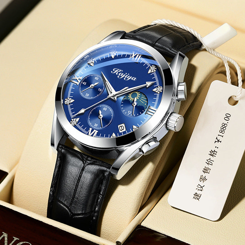 Reloj deportivo de cuarzo con correa de acero y cuero de moda coreana