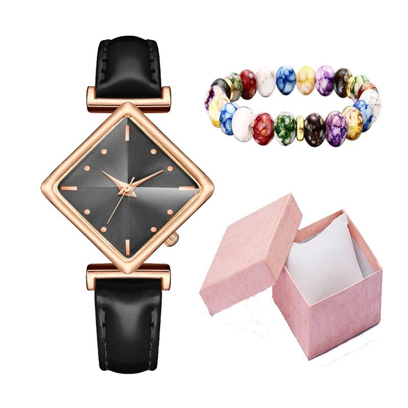 Elegante reloj de mujer con correa fina y esfera de diamantes