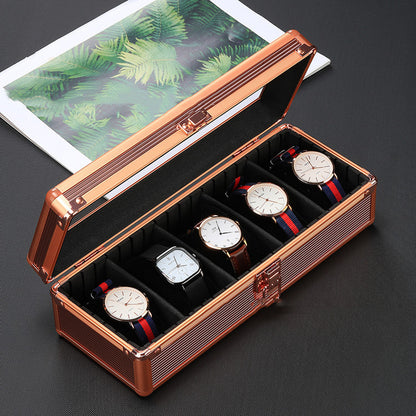 Watch Storage Box Aluminum Alloy Watch 5 Bits Multiple Colors