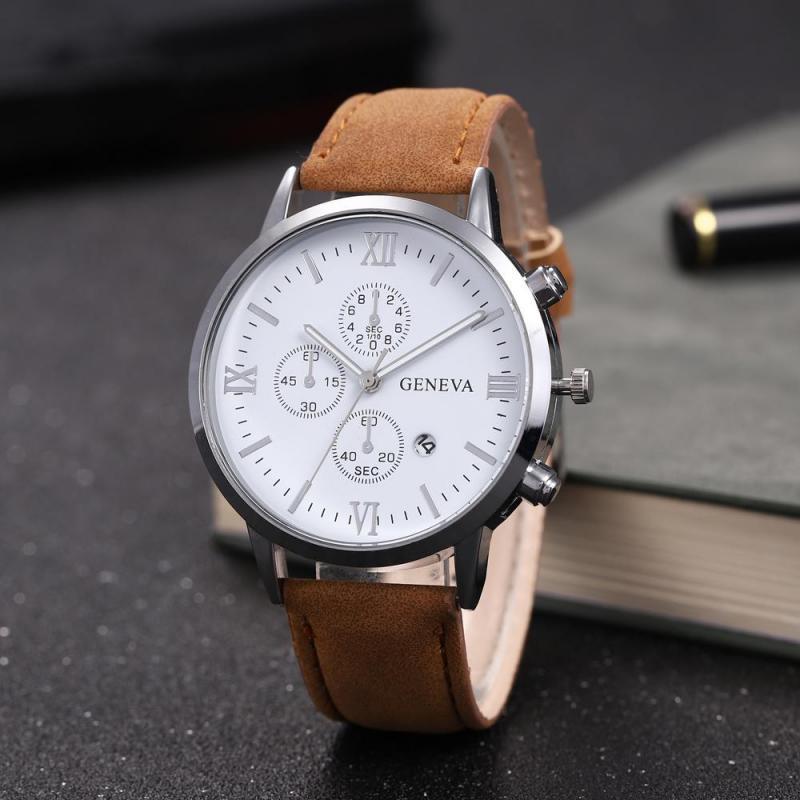 Men's Three Eyes Six Hands Casual Belt Watch