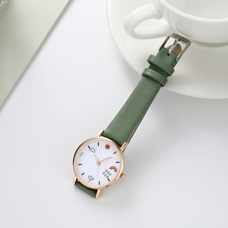 Reloj de cuarzo de moda para mujer con diseño de arcoíris