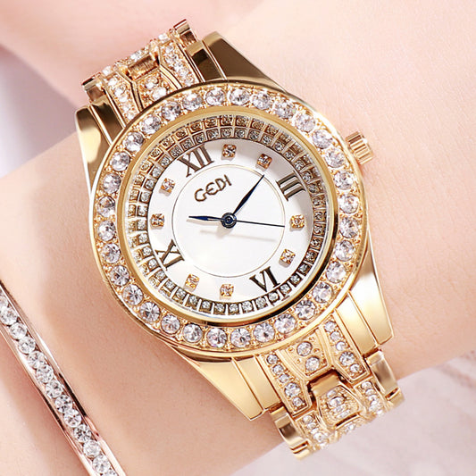 Reloj de lujo ligero para mujer con diamantes incrustados a mano, reloj que combina con todo