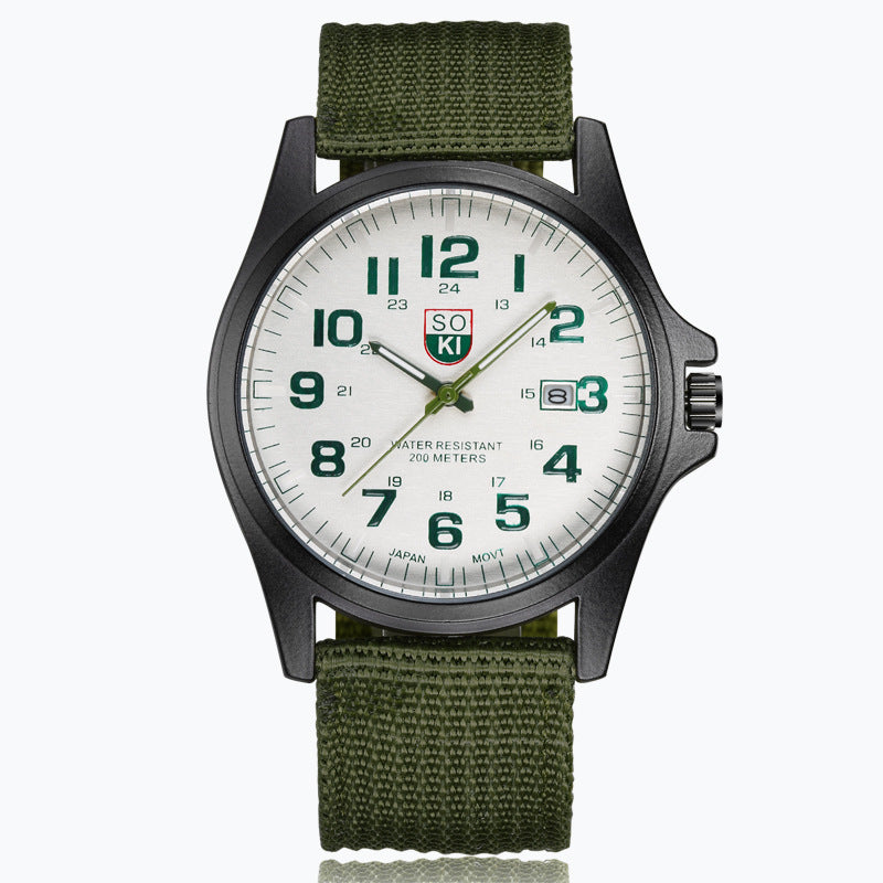 Reloj deportivo de cuarzo con calendario para hombre con correa de nailon trenzado