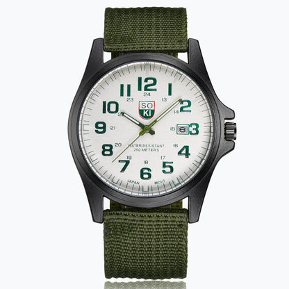 Reloj deportivo de cuarzo con calendario para hombre con correa de nailon trenzado