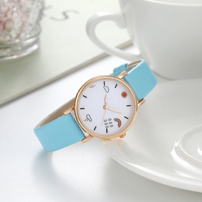 Reloj de cuarzo de moda para mujer con diseño de arcoíris