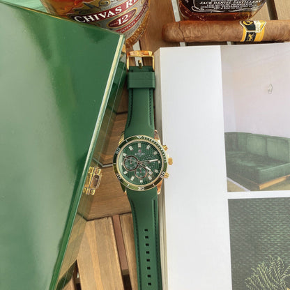 Watch Men's Silicone Belt Mori Malachite Green Phnom Penh Three Eyes Luminous Calendar