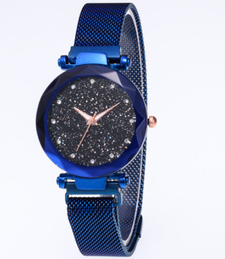 Reloj de mujer con diamantes de imitación cuadrados y esfera de cielo estrellado, conjunto de reloj de pulsera informal de moda para mujer