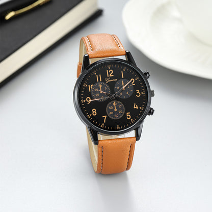 Reloj de pulsera de acero para hombre, estilo empresarial, con tres ojales