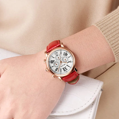 Relojes MEGIR de lujo para Mujer, Reloj de pulsera de cuarzo informal a la moda para Mujer, Reloj de pulsera de cuero resistente al agua para Mujer, Reloj de vestir, Reloj para Mujer