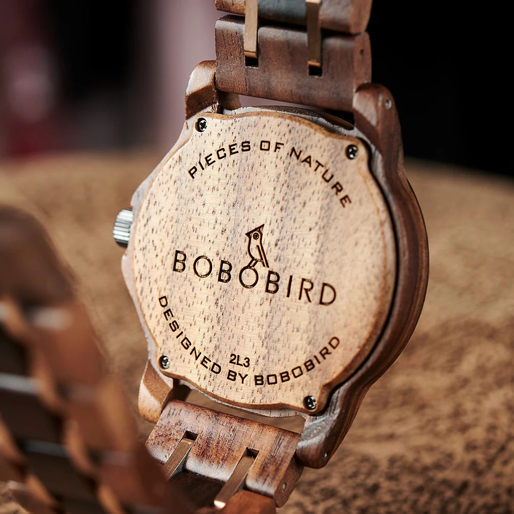 BOBO BIRD 2024 relojes para hombre más nuevos, relojes de cuarzo con diseño de patrón de hoja, soporte personalizado OEM, envío directo