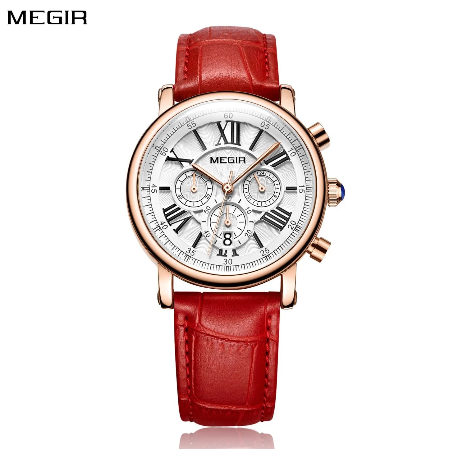 Relojes MEGIR de lujo para Mujer, Reloj de pulsera de cuarzo informal a la moda para Mujer, Reloj de pulsera de cuero resistente al agua para Mujer, Reloj de vestir, Reloj para Mujer