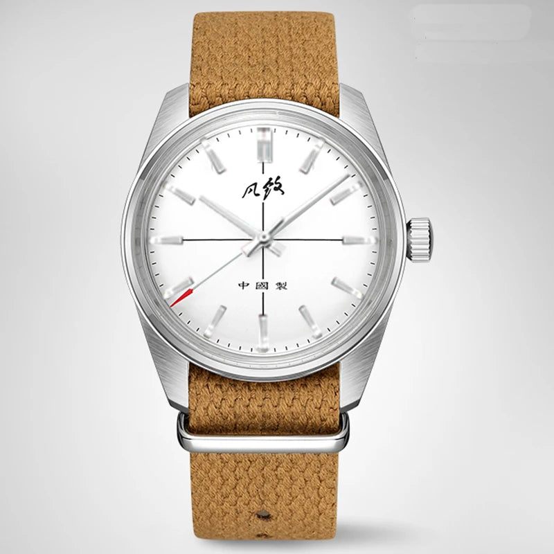 Merkur Vintage estilo chino 70S clásico línea cruzada pulsera de arroz cuerda a mano reloj mecánico para hombres reloj Masculino