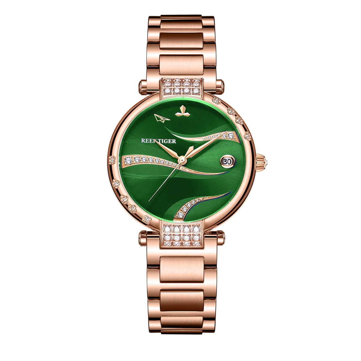 Reef Tiger-relojes automáticos para mujer, reloj de pulsera mecánico de lujo para mujer, reloj de diamantes de zafiro, reloj femenino RGA1589