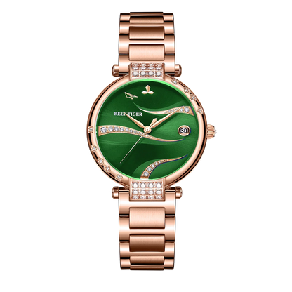 Reef Tiger-relojes automáticos para mujer, reloj de pulsera mecánico de lujo para mujer, reloj de diamantes de zafiro, reloj femenino RGA1589