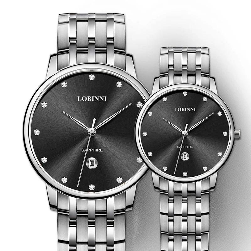 LOBINNI Women Quartz Watch Luxury Ladies Wristwatch Fashion Waterproof Sapphire Mirror Couple Watches Steel Strap