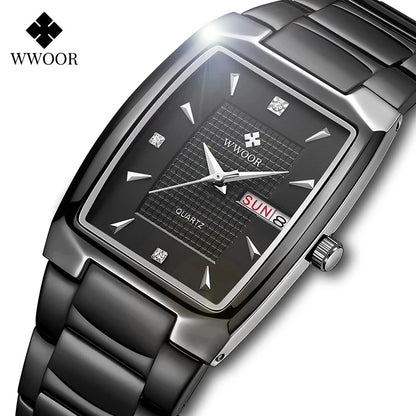 WWOOR Women’ s Bracelet Watches 2022 Fashion Dress Diamond Ladies Wrist Watch Business Full Black Watches For Women Montre Femme