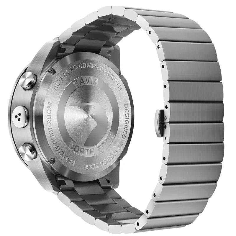 NORTH EDGE Reloj de buceo para hombre Ejército militar Reloj inteligente de lujo de acero completo Brújula Altímetro Barómetro Reloj digital resistente al agua 200 m