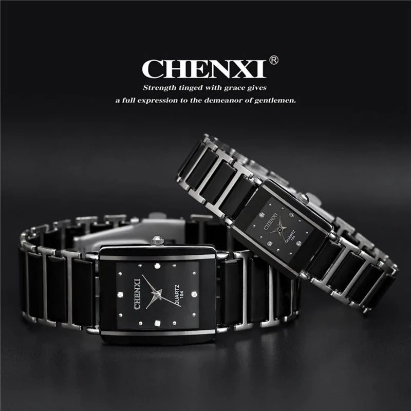 Fashion Chenxi Brand Lady Watch Elegant Black Ceramics Simple Minimalism Small Narrow Quartz Casual Woman Rhinestone Wristwatch