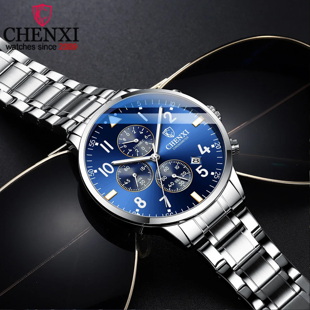 CHENXI, relojes de marca famosa para hombre, reloj de pulsera de cuarzo de acero inoxidable para hombre, reloj de fecha resistente al agua, reloj deportivo Masculino