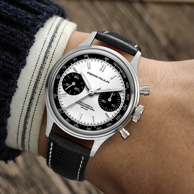 MERKUR-relojes cronógrafo para hombre, de lujo, con diseño de Panda, piloto, cuerda a mano, mecánico, C3, luminoso, resistente al agua, ST2901