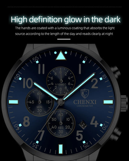 CHENXI, relojes de marca famosa para hombre, reloj de pulsera de cuarzo de acero inoxidable para hombre, reloj de fecha resistente al agua, reloj deportivo Masculino