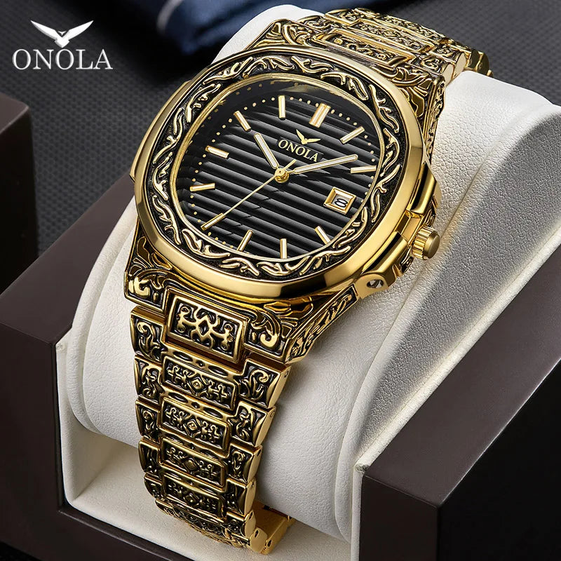 ONOLA brand luxury classic watch male 2021 fashion cusual quartz wrist best watch waterproof Vintage simple designer men watch