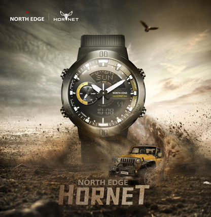 NORTH EDGE Reloj inteligente para hombre Reloj de hora mundial Cuenta regresiva Cronómetro de velocidad Relojes inteligentes del ejército militar para hombre Natación Resistente al agua 50 m