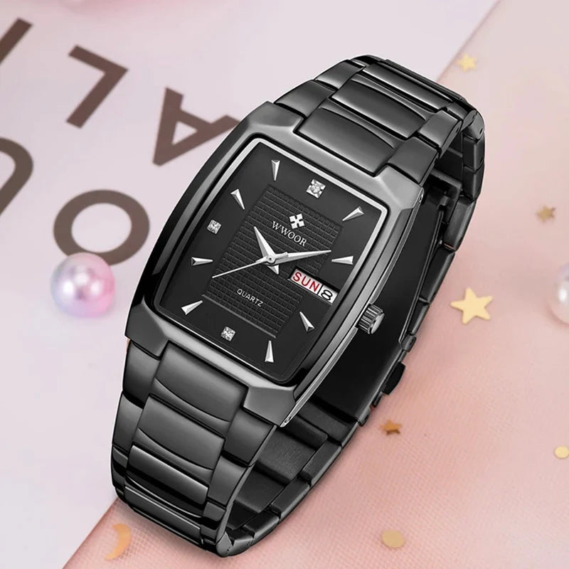 WWOOR Women’ s Bracelet Watches 2022 Fashion Dress Diamond Ladies Wrist Watch Business Full Black Watches For Women Montre Femme