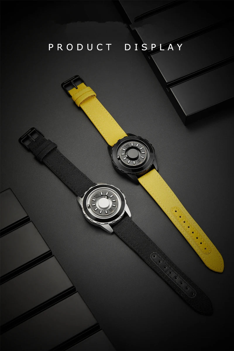 EUTOUR Original concepto magnético cuarzo deportes lujo minimalista impermeable reloj de hombre con correa de lona de moda