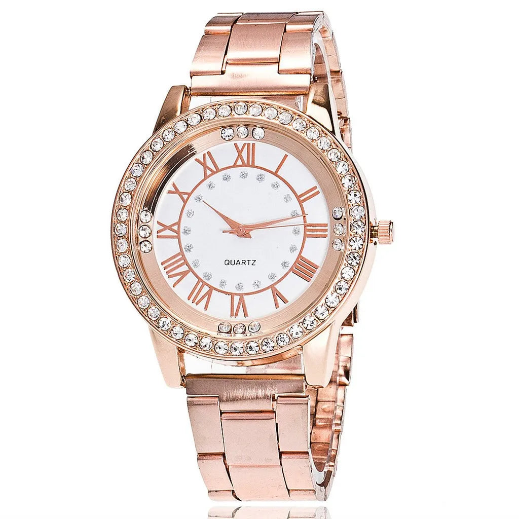 Women's Stainless Steel Strap Watch Rhinestone Case Hand Watch Simple Business Quartz Women’s Wristwatch Montre Femme Часы