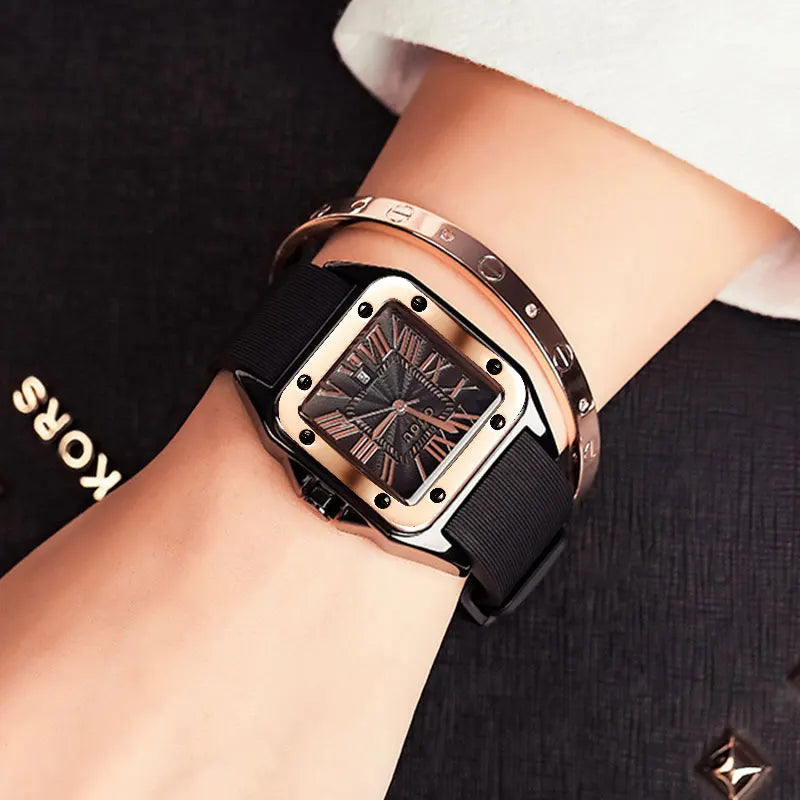 Fashion GUOU Brand Watch Rectangula Quartz Ladies Women's Watches Leather Upscale Large Dial Top Luxury Women relogio feminino