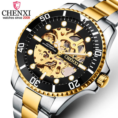 CHENXI 2023, nuevo, envío directo, relojes mecánicos para hombres, reloj mecánico automático, relojes de pulsera con diseño de esfera calada