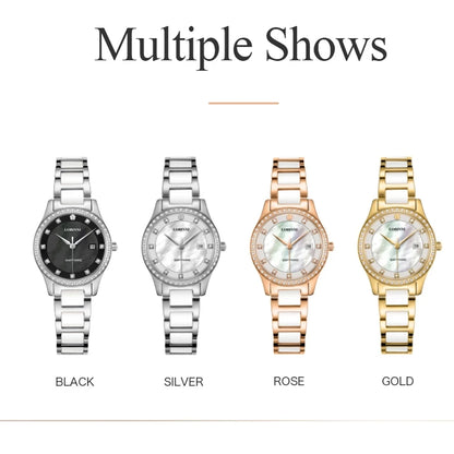 LOBINNI Women Quartz Watch Luxury Ladies Wristwatch Fashion Waterproof Sapphire Mirror Auto Date Austria Crystal Pearl Dial