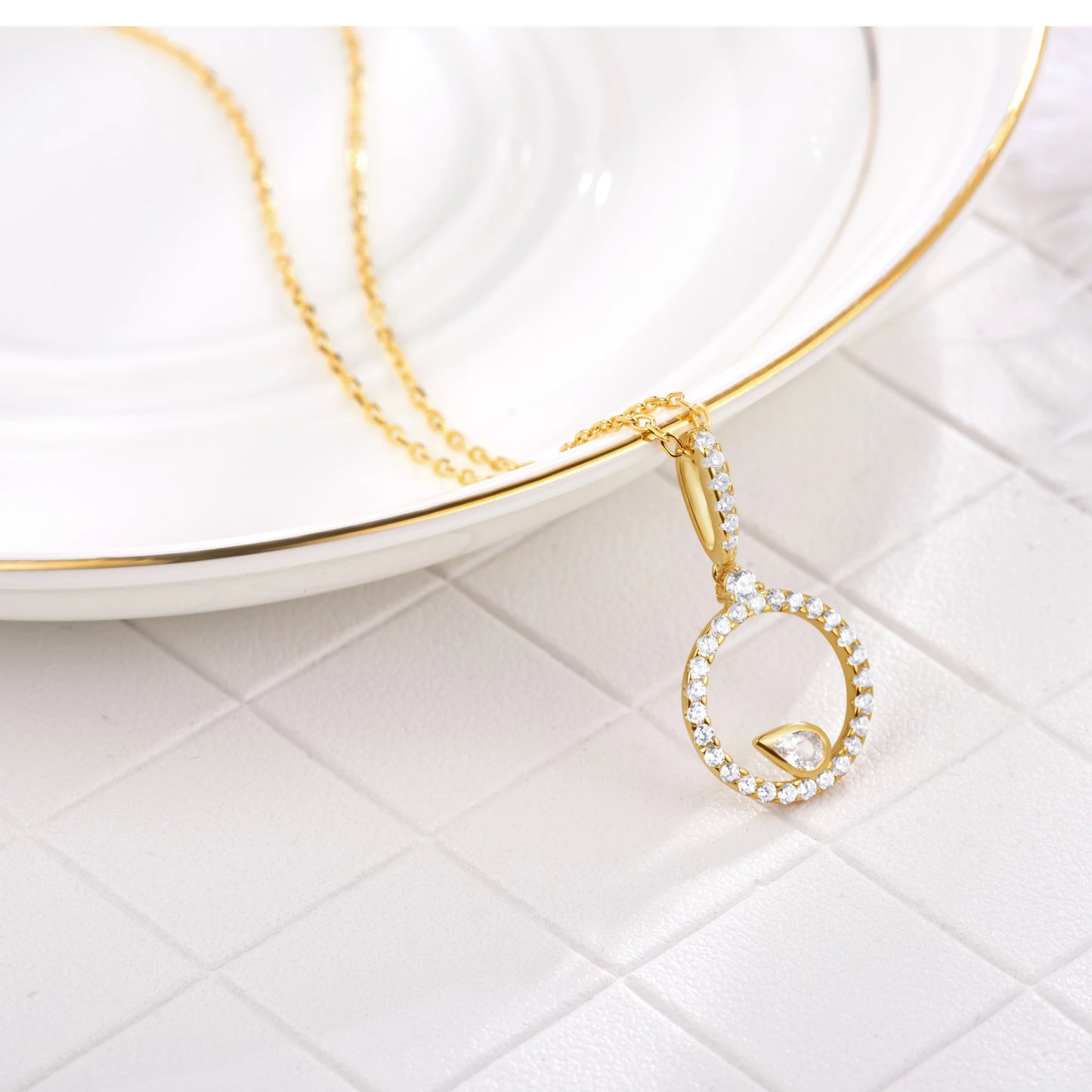 New Pendants Stylish Circle Necklace Rose Gold S925 Silver Chain Necklace For Women Fine Jewelry