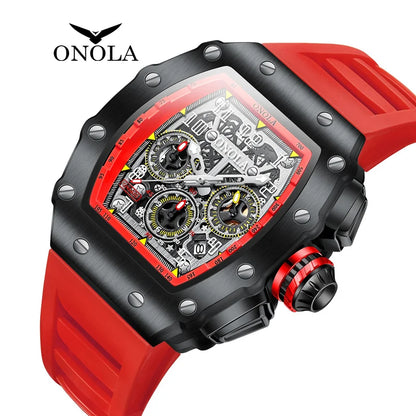 Marca ONOLA, reloj de lujo para hombre, relojes de pulsera multifunción deportivos, impermeables, luminosos, deportivos, reloj informal, relojes de cuarzo para hombre