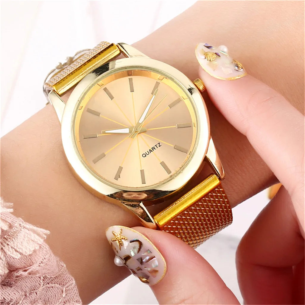 Womens Watch Gold Black Watch Magnetic Stainless Steel Mesh Band Luxury Montre Femme Diamond Wristwatches Relogio Feminino