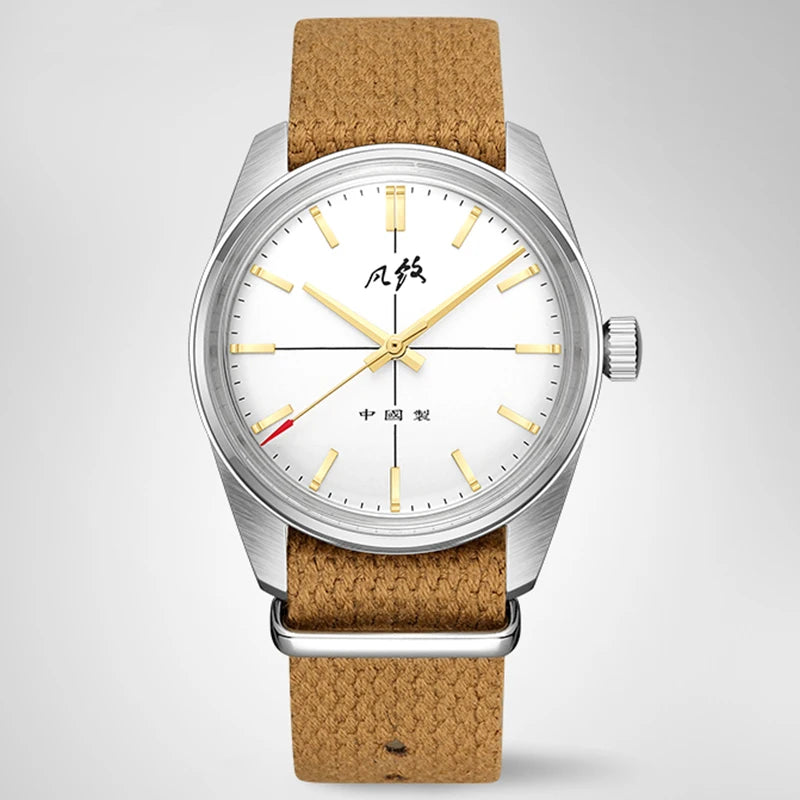 Merkur Vintage estilo chino 70S clásico línea cruzada pulsera de arroz cuerda a mano reloj mecánico para hombres reloj Masculino