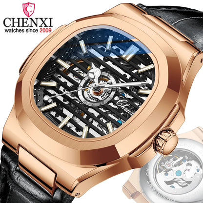 CHENXI, relojes para hombre, reloj mecánico automático, marca de lujo, resistente al agua, reloj de pulsera para hombre, reloj deportivo de cuarzo, reloj Masculino