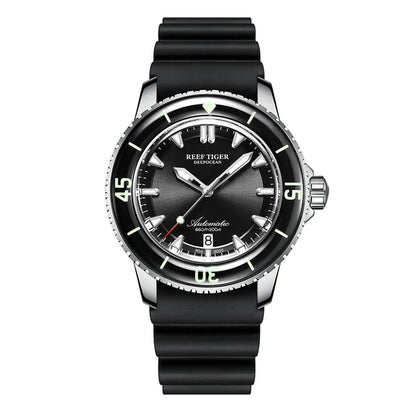 Reef Tiger Mens Dive Watches Luxury Automatic Mechanical Wristwatch 200m Waterproof Luminous Rubber Strap Sapphire Bezel RGA3035