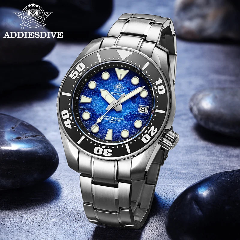 ADDIESDIVE Men‘s Watch 316 Stainless Steel BGW9 Luminous Sapphire Glass 200m NH35 Automatic Mechanical Watch relogios masculino