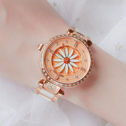 Reef Tiger/RT Luxury Lily Women Watch Rose Gold Diamonds Bezel  Top Brand Bracelet Clocks Relogio Feminino RGA1599