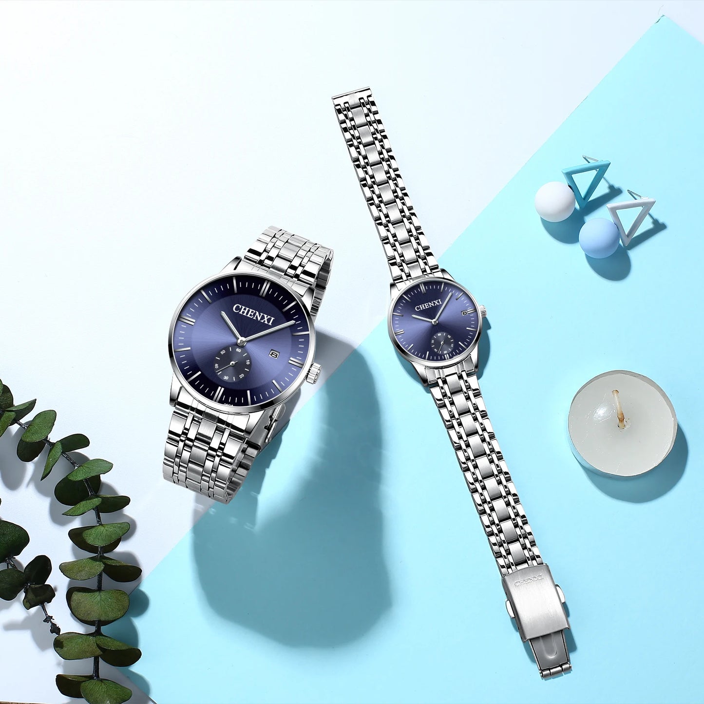 Marca superior CHENXI, relojes de acero inoxidable completos para parejas, reloj informal de moda, relojes de pulsera de cuarzo resistentes al agua, regalos diarios