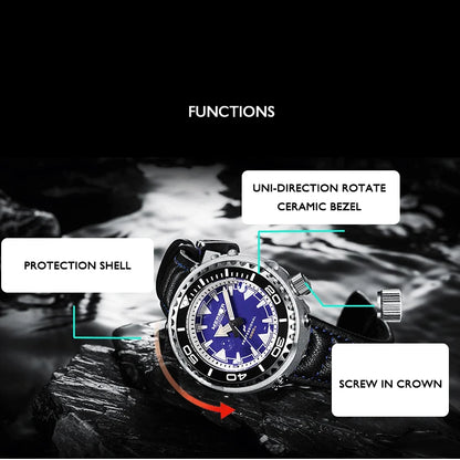 MERKUR relojes de buceo para hombre reloj de pulsera mecánico automático militar de atún deporte C3 luminoso 1000M bisel de cerámica impermeable NH35