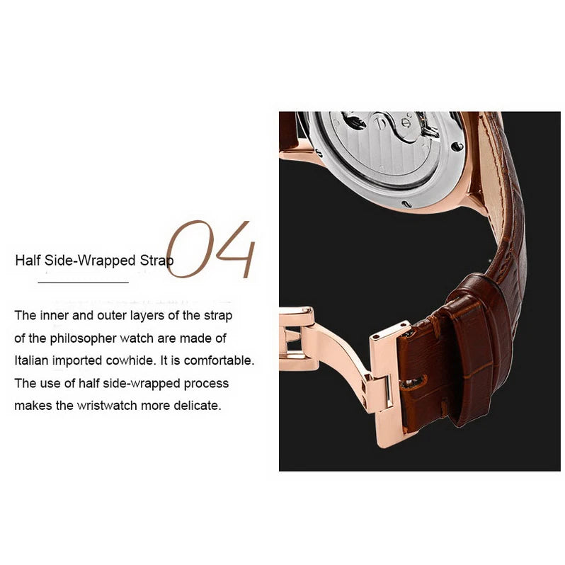 Reef Tiger Mens Automatic Watches Male Luxury Mechanical Wristwatch Fashion Bubble Leather Strap Multifunction Dial RGA1653