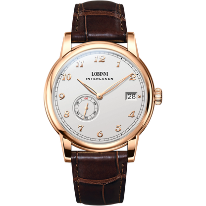 Lobinni Luxury Watch For Men Mens Automatic Watches Ulththin Mechanical Wristwatch 50m Waterproof Sapphire Mirror Leather Strap