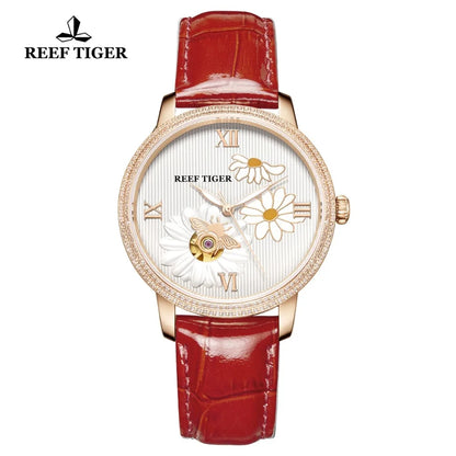 Reef  Tiger/RT Top Brand Luxury Women Watch Rose Gold Automatic Watch Clock Relogio Feminino Fashion Watch Reloje Mujer RGA1585