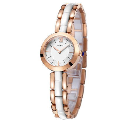 Marca BUREI, relojes de oro rosa y plata a la moda para Mujer, Reloj de pulsera de cuarzo informal con zafiro resistente al agua de lujo, Reloj para Mujer