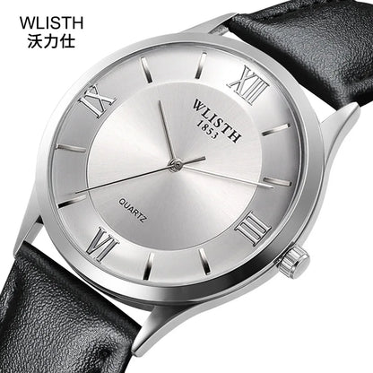 2019 Fashion Top Brand Wlisth High Quality Luxury Ultra-thin Watch Simple Business Retro Classic Men And Women Leather Strap