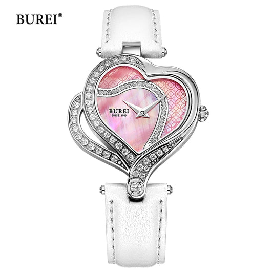 BUREI Brand Ladies Fashion Heart Watch Women Waterproof Luxury Casual Leather Bracelet Quartz Wristwatches Relogio Feminino 2022